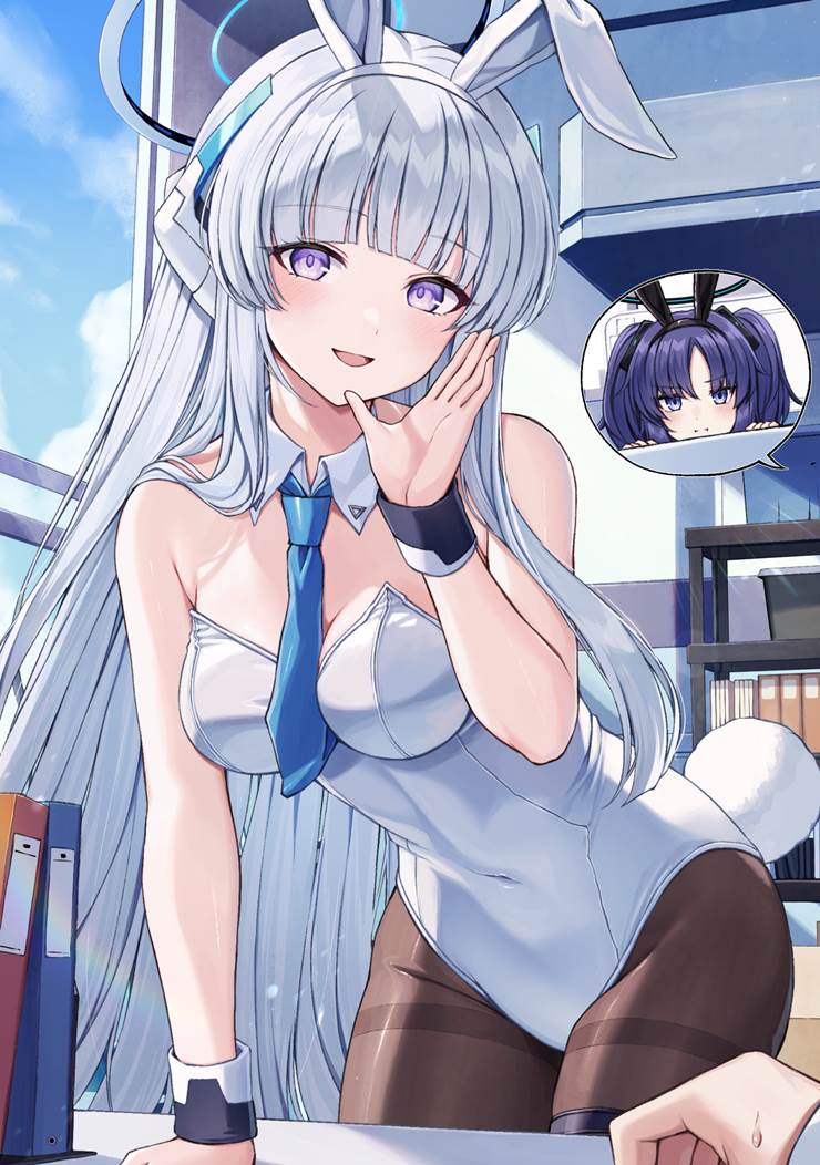 Ushio Noa, Blue Archive, bunny girl, Blue Archive 5000+ bookmarks, long white hair