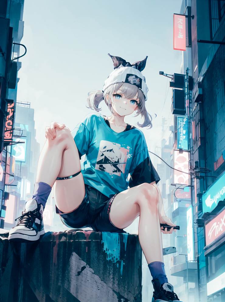 casual clothes, Silver Wolf, Silver Wolf (Star Rail), Honkai: Star Rail, Honkai: Star Rail, AI Illustration, cool, Bronya Zaychik