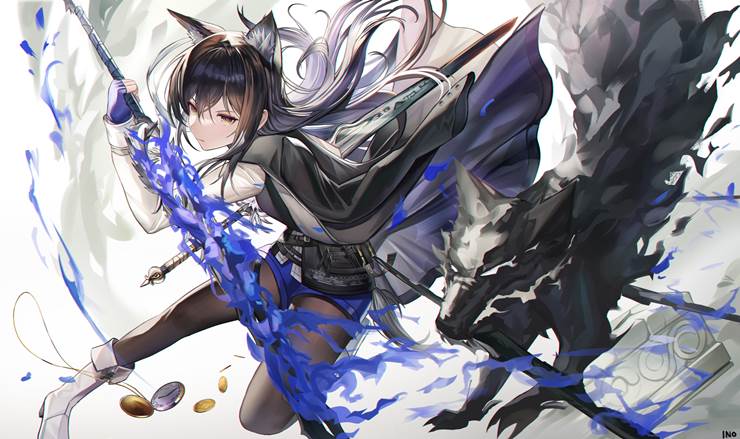 Arknights, Texas, animal ears, girl, young girl, Texas (Arknights), black stockings