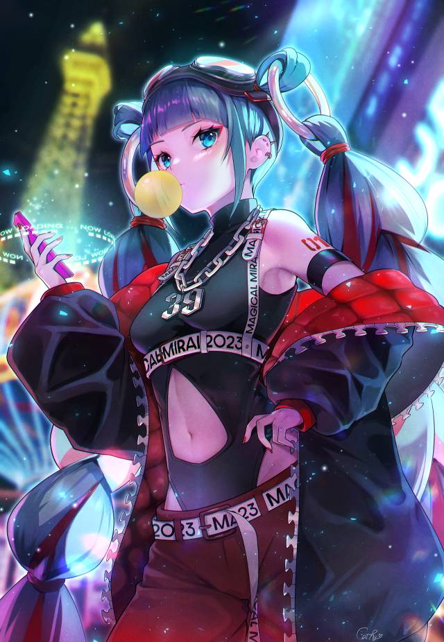 一张HERO,腋下,肚脐,初音未来绘画图片