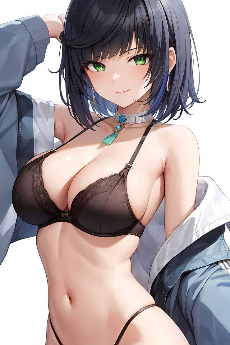 Yelan, Genshin Impact, cleavage, breasts, large breasts, AI Illustration