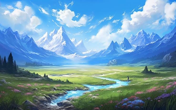 风景, background, sky, 奇幻, AI 画作, background painting