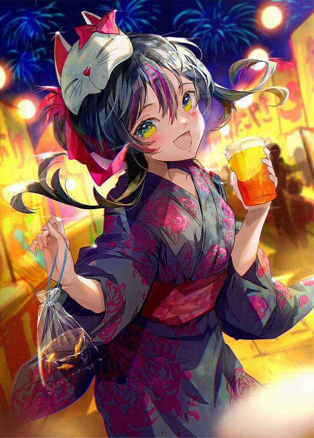 原创, 女孩子, 焰火, yukata, summer festival