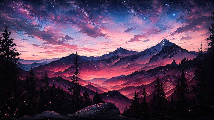 风景, scenery, background, starry sky, sky, star, 奇幻