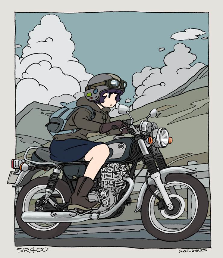 SR400でツーリング|pixiv画师aoi的摩托车插画图片