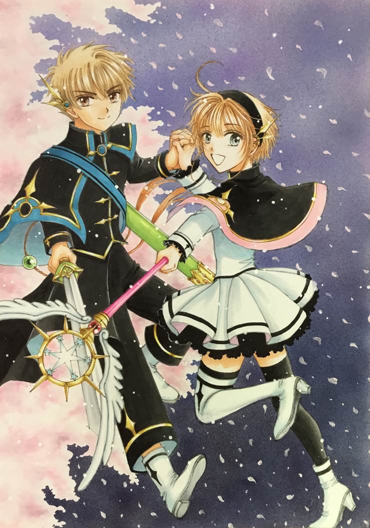 魔卡少女樱, 小狼×小樱, Xiaolang Li, 木之本樱, analog illustration, 二次创作, copic马克笔, traditional, 二次创作