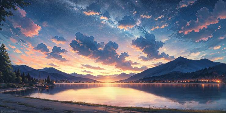 风景, scenery, background, sky, 云, star, 夕阳