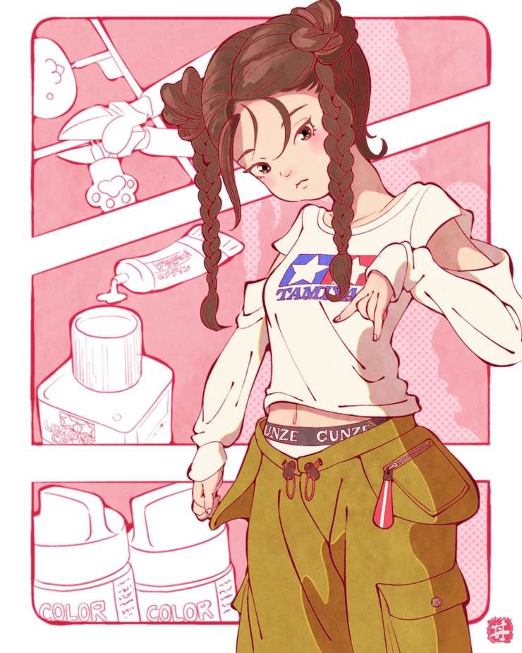 女孩子, 昭和复古风, nostalgia, 原创, fashion, revealing panties, 麻花辫