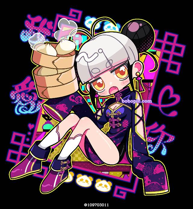 一张小女孩,尼恩,氖,中国服装绘画图片