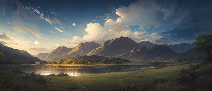 风景, scenery, background, sky, 云, 树, lake