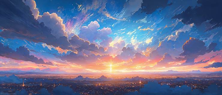 scenery, scenery, background, sky, clouds, sunset, city