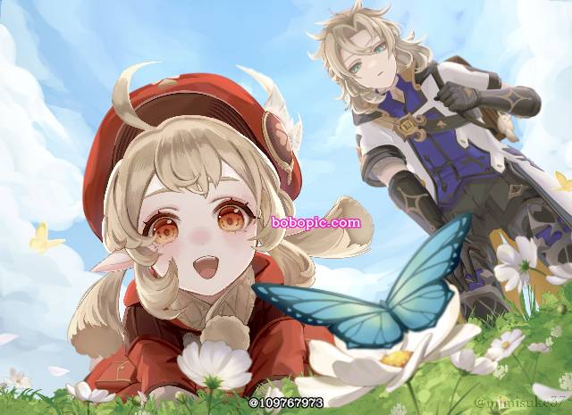一张原神,可莉,阿贝多绘画图片