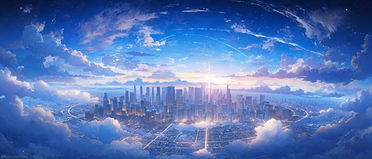 scenery, scenery, background, sky, clouds, city, breaking dawn