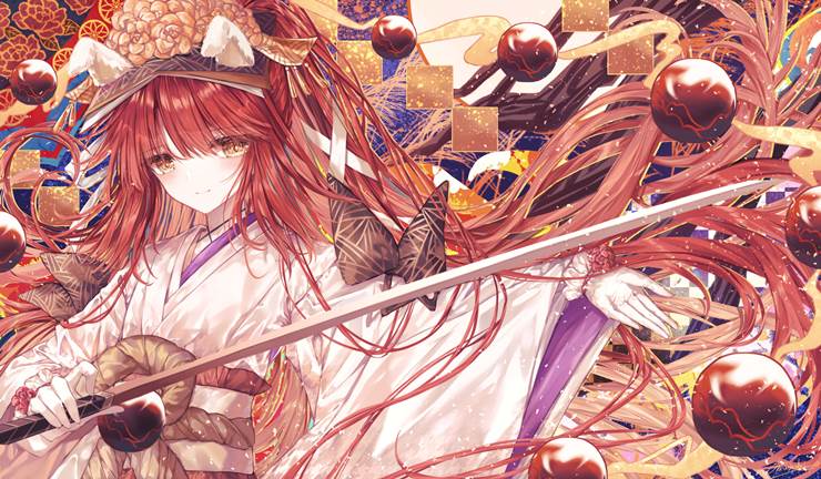 女孩子, 和风, 和服, Kyokutei Bakin (Fate), red hair