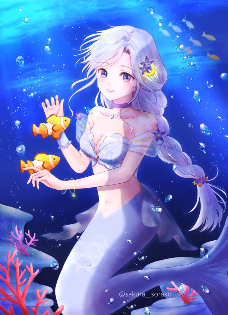 マーメイド|P站画师sakurasorako.的美人鱼插画图片