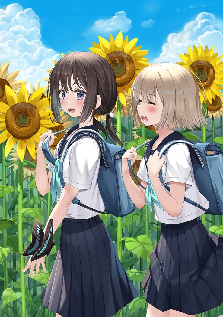 向日葵,夏之回忆,夏天,小女孩,水手服图片