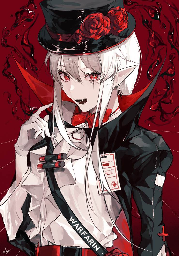 女孩子, vampire, Arknights, 明日方舟, Warfarin, 华法琳（明日方舟）, blood, vampire