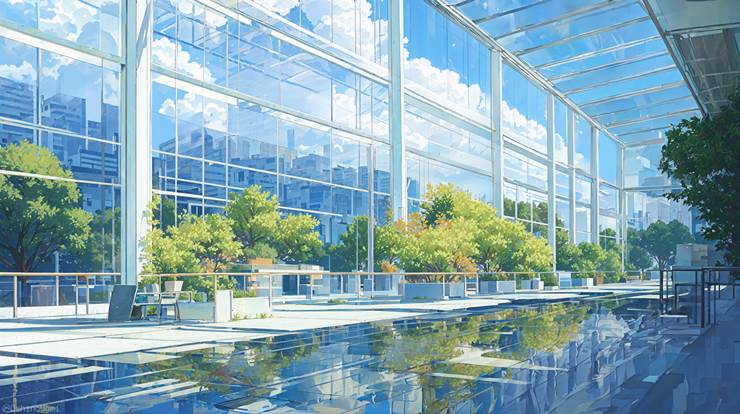 风景, scenery, background, sky, 云, glass, indoor