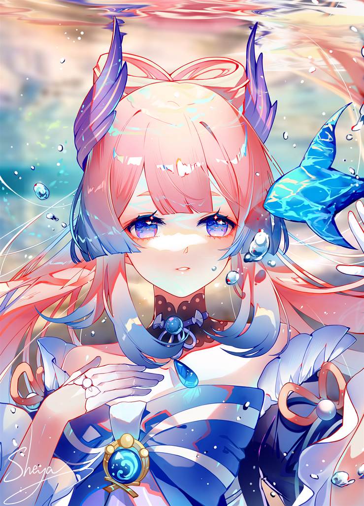 day11|插画师sheya的珊瑚宫心海插画图片