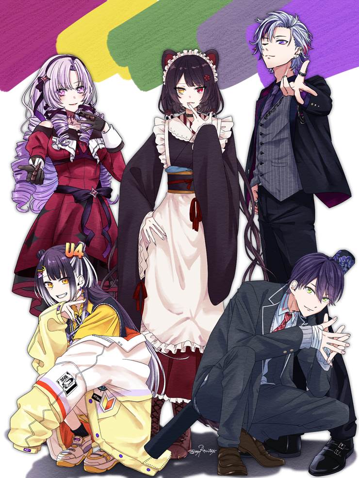 彩虹社, 戌亥床, 莉泽·赫露艾斯塔, 安洁·卡特莉娜, Ishigami Nozomi, 壹百满天原莎乐美, Minato Fuwa, 剑持刀也