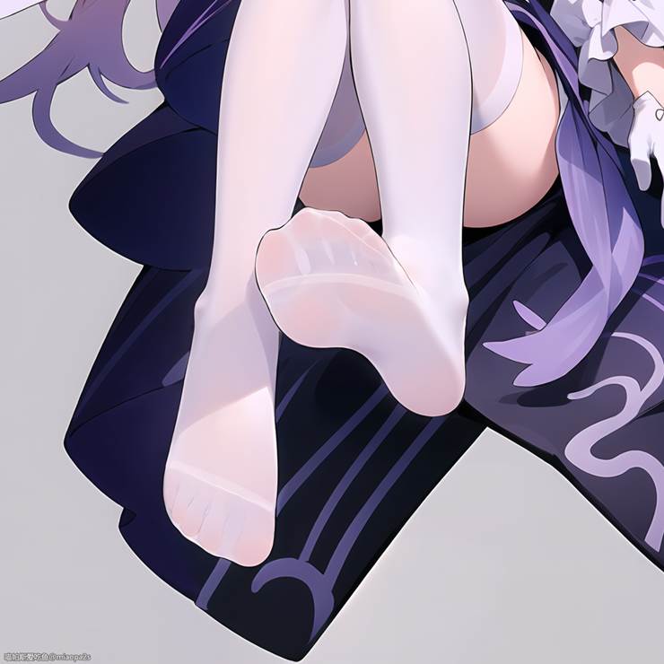 White silk pantyhose, 着袜足底, Sangonomiya Kokomi, Genshin Impact, 魅惑的大腿, 白色过膝袜, 脚底, 原神1000收藏, 丝袜