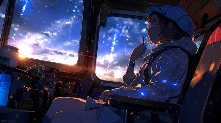 scenery, scenery, background, sky, star, girl, sunset