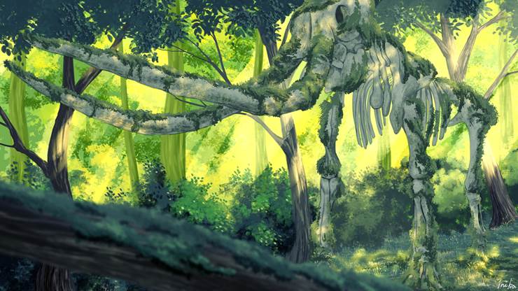有猛犸象的森林【概念艺术】|插画师inika的概念艺术插画图片