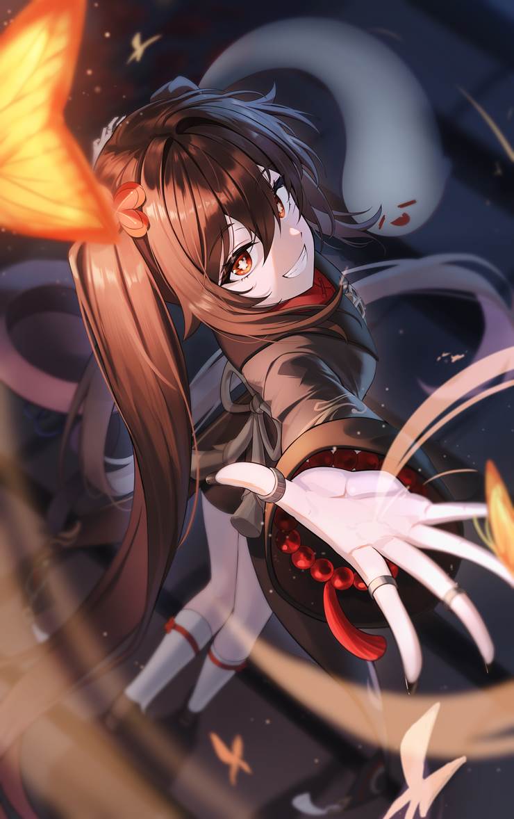 Hu Tao (Genshin Impact), Genshin Impact, 女孩子, 蝴蝶, Hu Tao