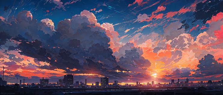 风景, scenery, background, sky, 云, 黄昏, 奇幻