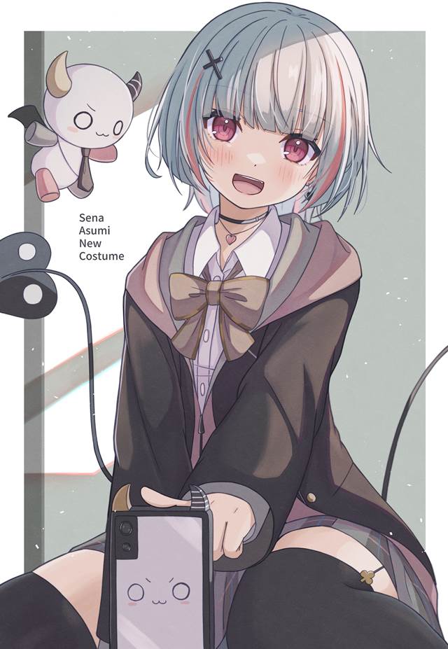 恶魔, 女孩子, 虚拟主播, Virtual eSports Project, Sena Asumi, 虚拟YouTuber 500收藏, school uniform hoodie
