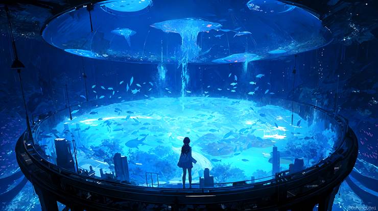 风景, scenery, background, sea, deep sea, seafloor, 水下