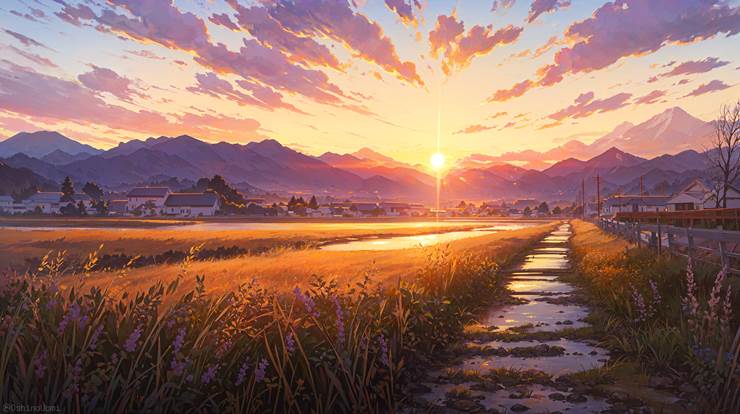 风景, scenery, background, dusk, 黄昏, country, nature, 夕阳