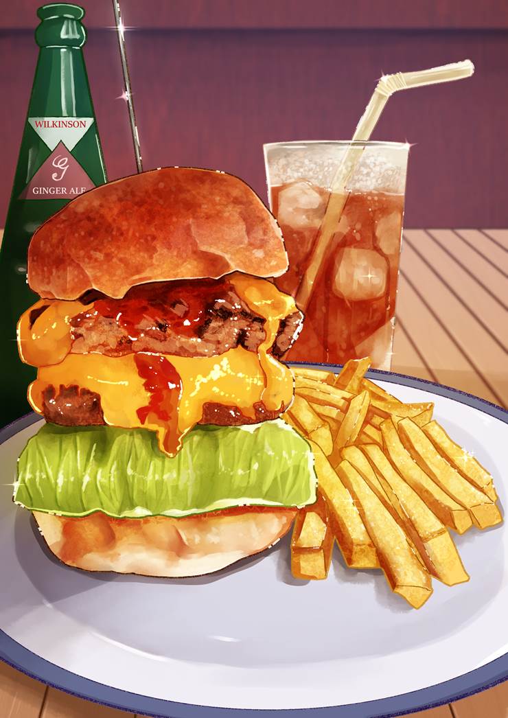 汉堡|插画师兼子的食物插画图片