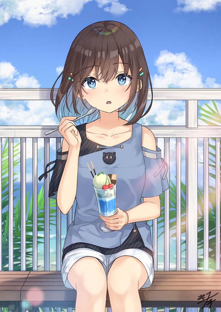 女孩子, 原创, 夏日天空, 热裤, Original 500+ bookmarks