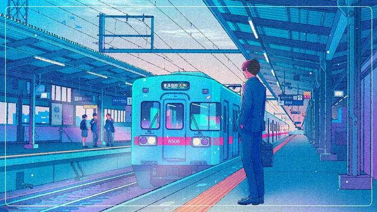 高宫駅|插画师wacca〇わっか的车站插画图片