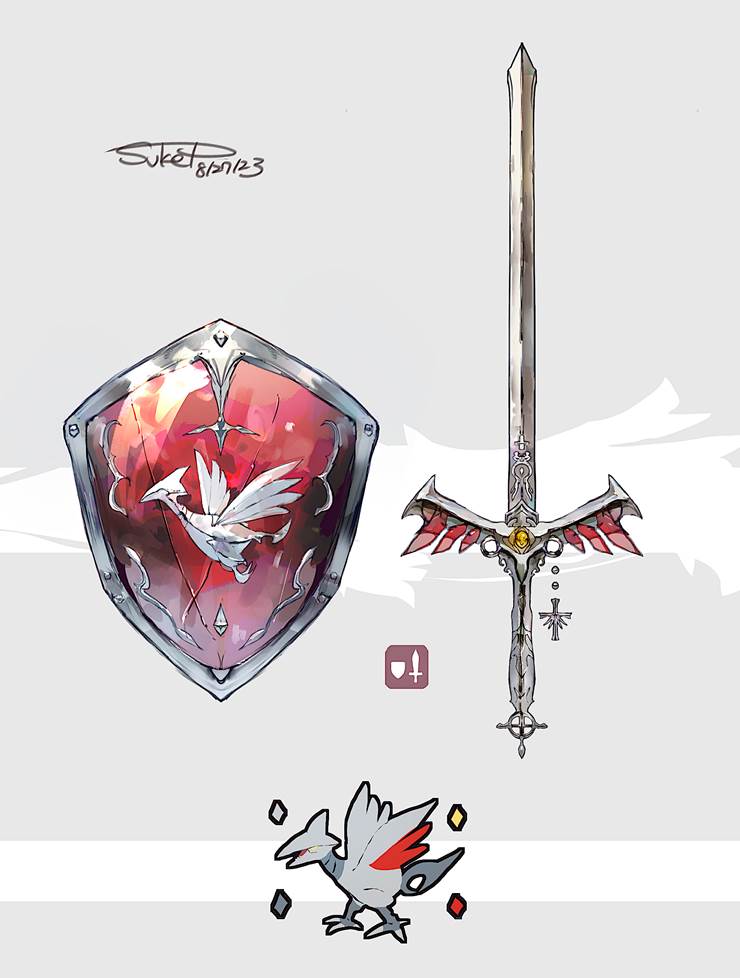 艾亚姆图案的武器(口袋妖怪)|插画师SukeP（すけぴー）的盔甲鸟插画图片