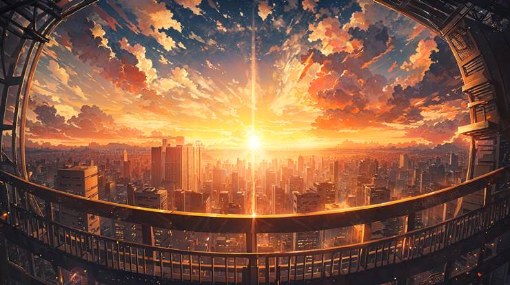 风景, scenery, background, sky, 云, 黄昏, city