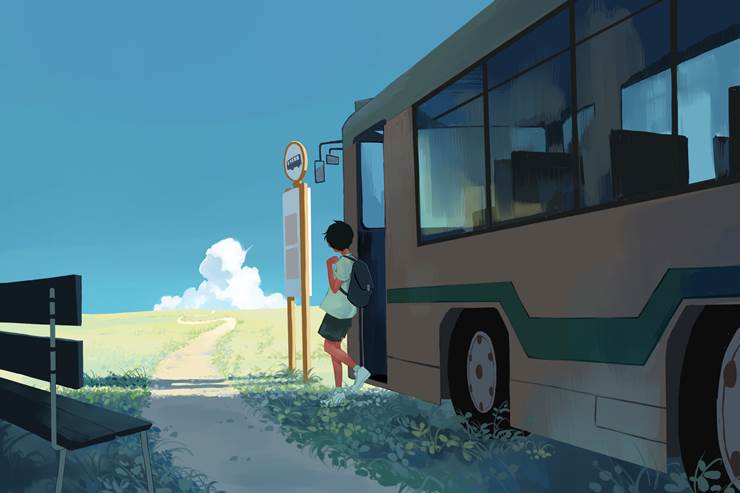 途中下车|插画师Taizo的风景插画图片