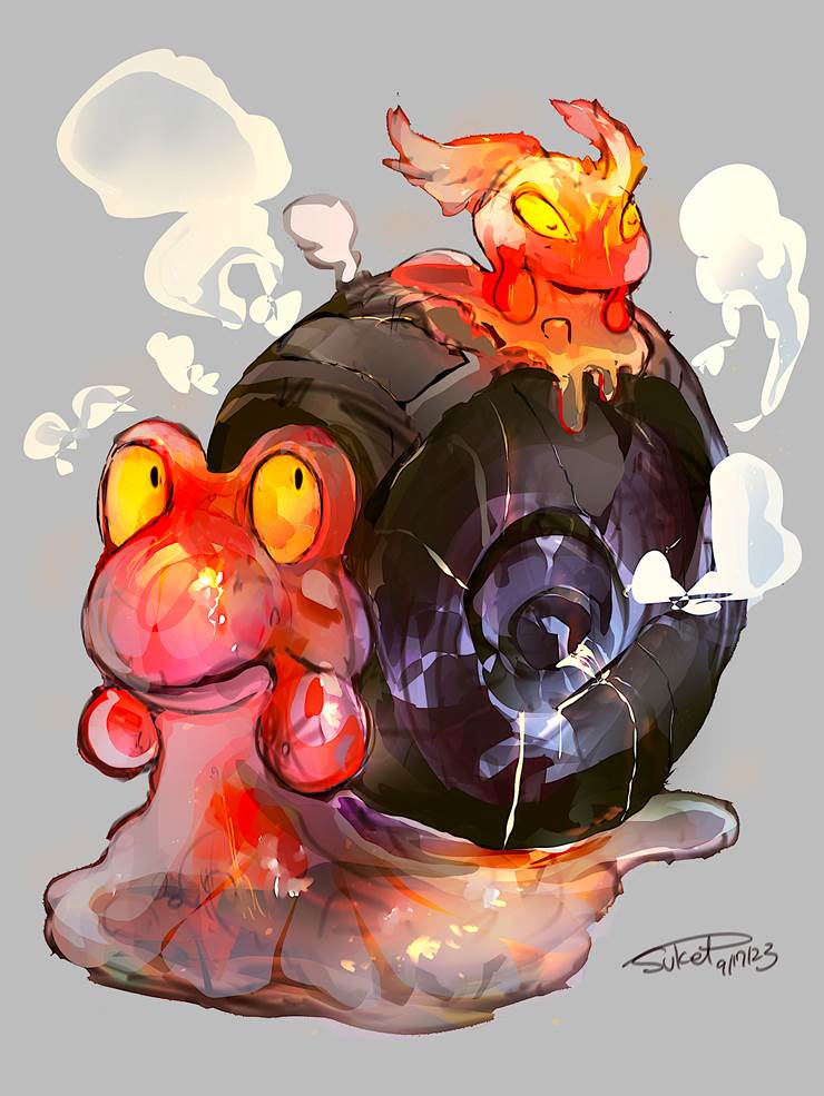 Magcargo, magma, 宝可梦朱紫, 精灵宝可梦, 口袋妖怪, Fire type, Pokemon 100+ bookmarks