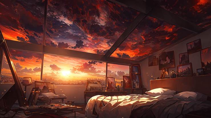 风景, scenery, background, sky, 云, sunset, 夕阳