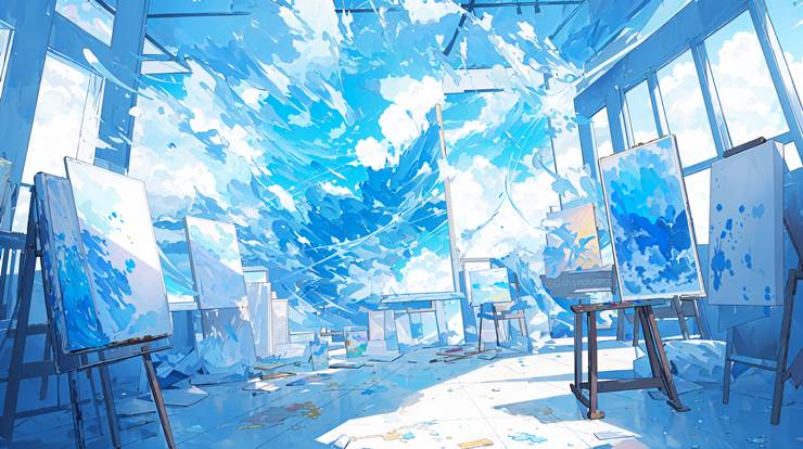 风景, scenery, background, sky, 云, indoor, 奇幻