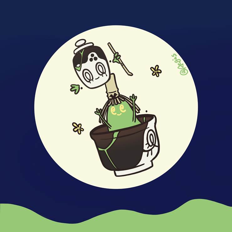 关都#1012抹茶宝可梦，斯魔茶(チャデス)插画图片