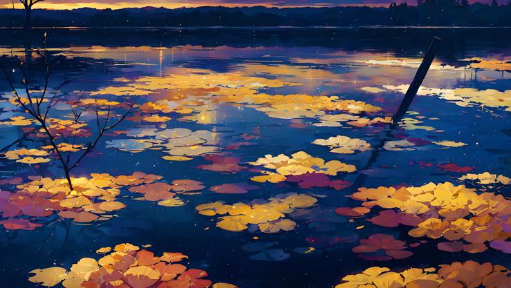 wallpaper, 风景, background, lake, petals, water, water surface