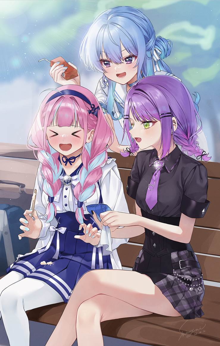 冰激凌.|插画师紫藤唯お的女孩插画图片