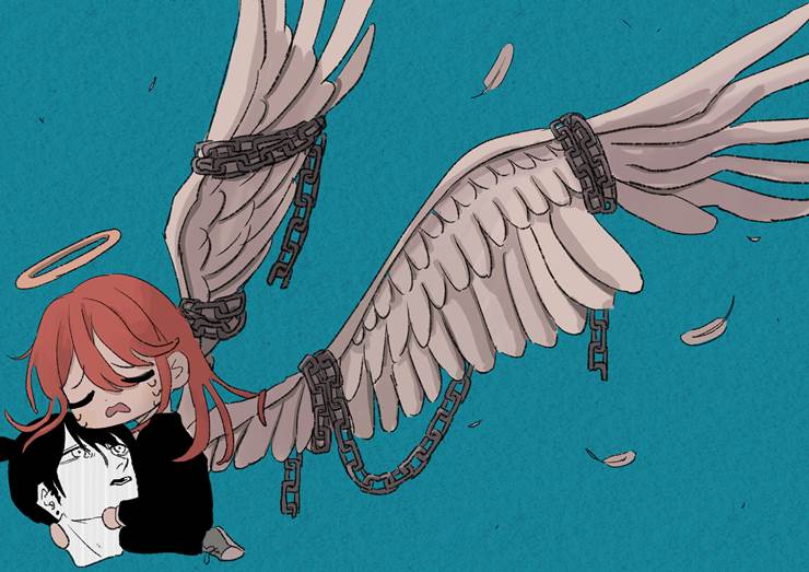 『天使と恶魔』|插画师どらりん/Dorarin的天使的恶魔插画图片