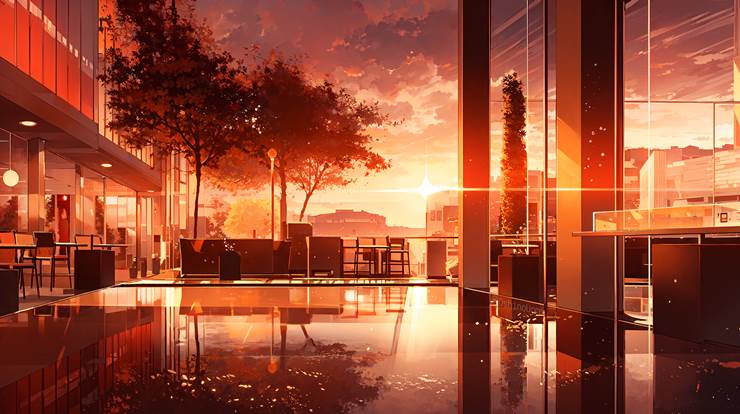 风景, scenery, sky, red, autumn, 傍晚, 黄昏