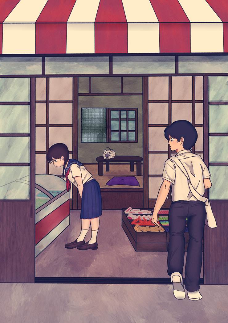 水手服, student, 昭和复古风, Showa, 插画