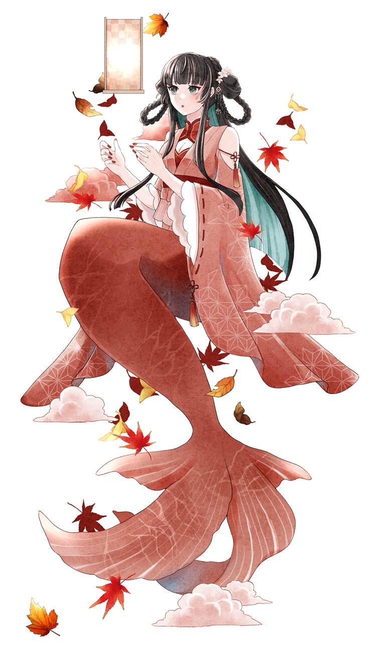 原创, 原创, 人鱼, mermaid, autumn leaves, 原创100收藏