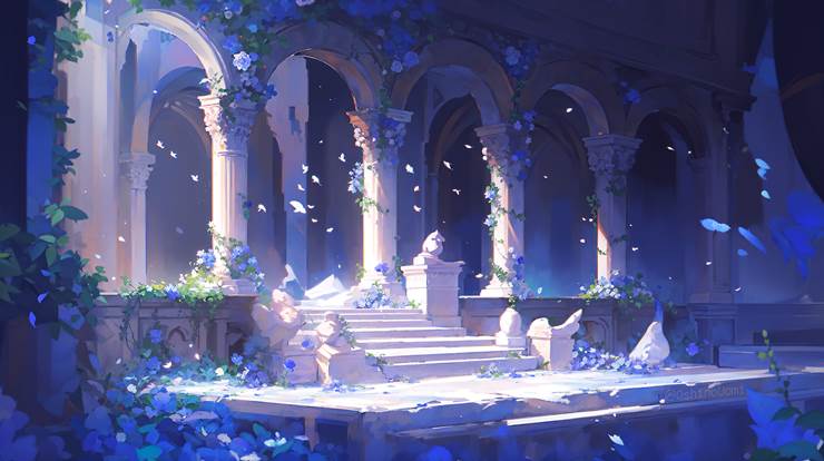 风景, scenery, background, flower, hikaru, purple, 废墟