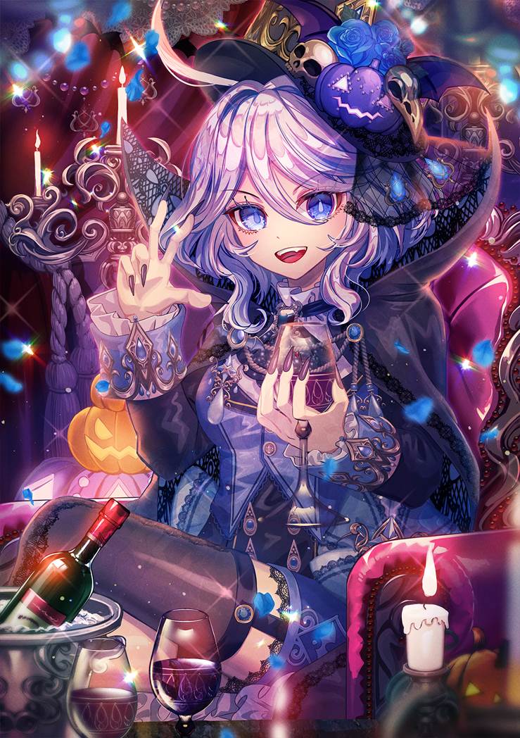 万圣节, Genshin Impact, 芙宁娜, wine, vampire, candle, candlestick, 原神100收藏